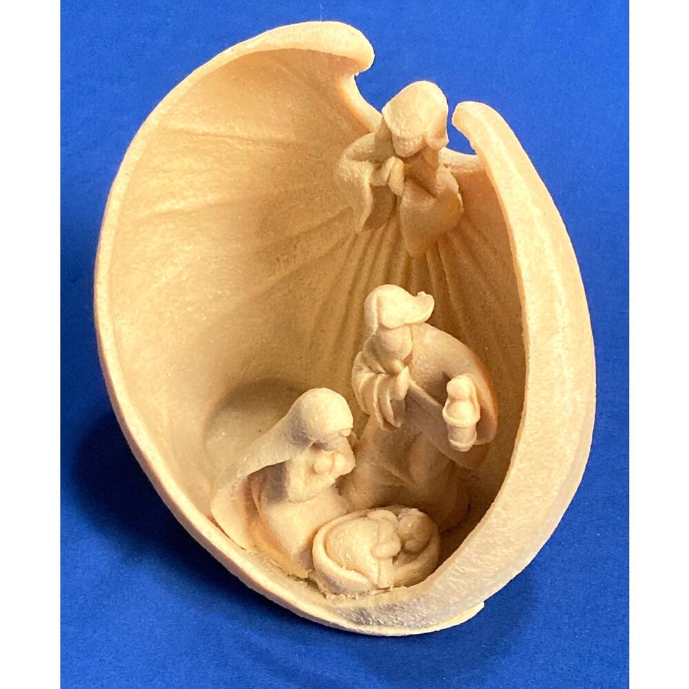 Sand Stone Votive Tea Light Holder Nativity Scene Christmas Holy Family Angel